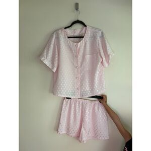 VTG VS Short Sleeve and Shorts Silky PJ Set - Pink